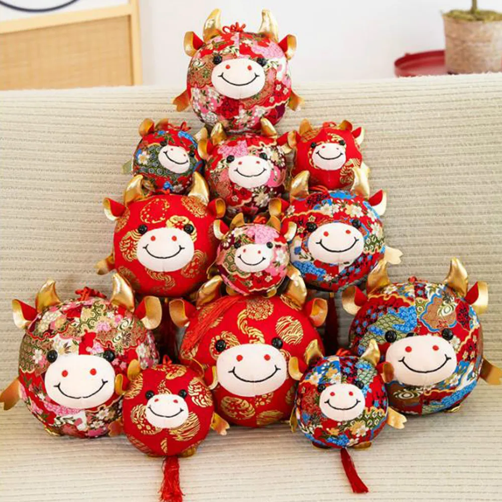 2021 год Китайский Знак зодиака бык крупного рогатого скота плюшевые игрушки милый