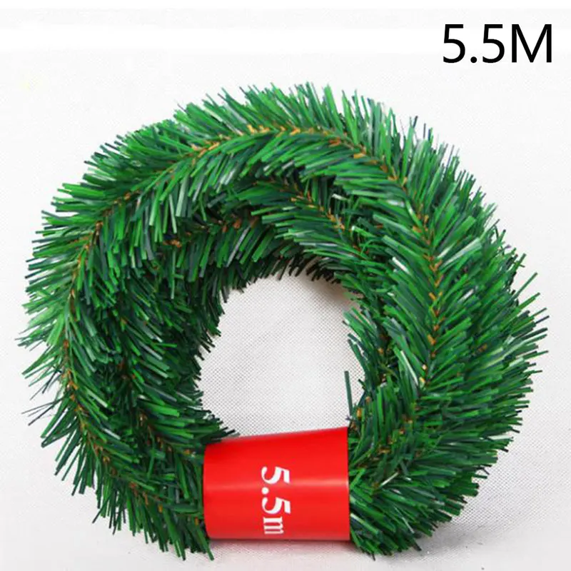 

5.5M Pine Needle Rattan Vine Christmas Pendant Decoration Ornaments Xmas Party Hanging Tinsel Green Leaf Garden Xmas