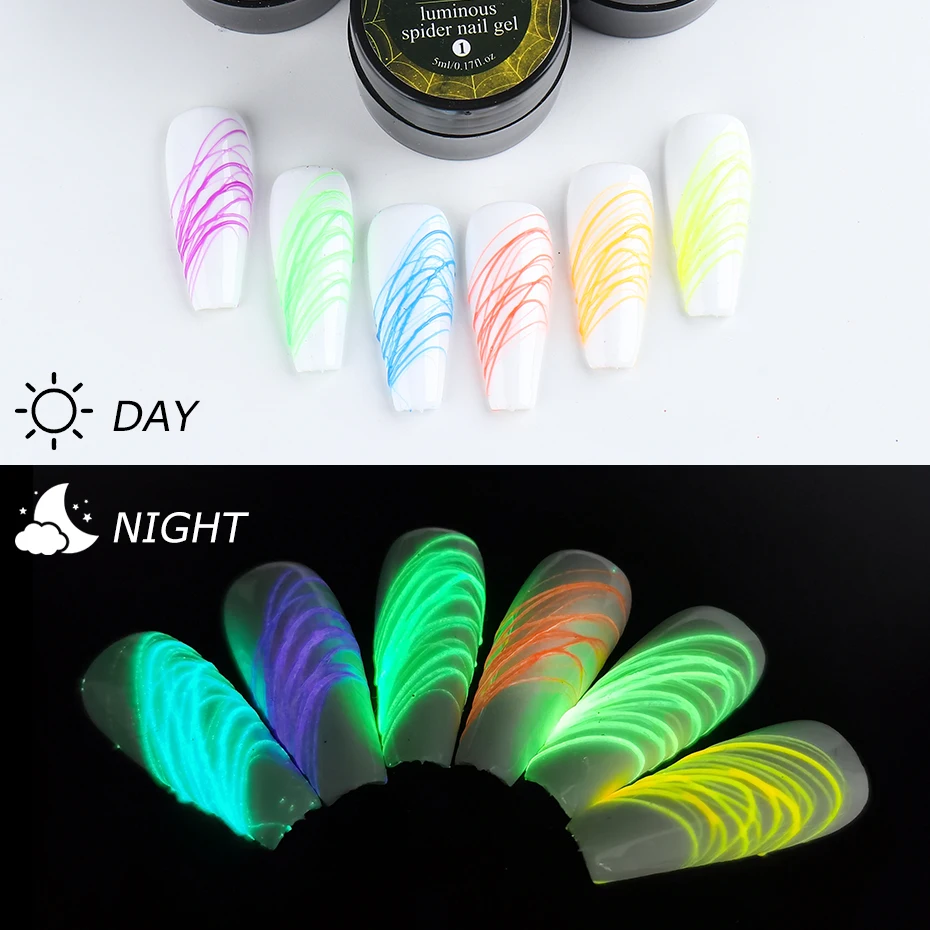 5ml Luminous Nail Spider Gel Glowing In the Dark Fluorescent Neon Drawing Web Wire Line Art UV Polish Manicure TR1840-1 | Красота и