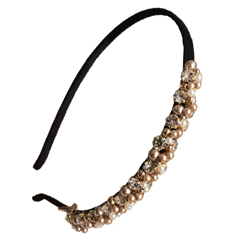 Korea Vintage Baroque Hairband Women White Champagne Rhinestone Headband Elegant Court Hair Accessories Hearwear Party Gifts |