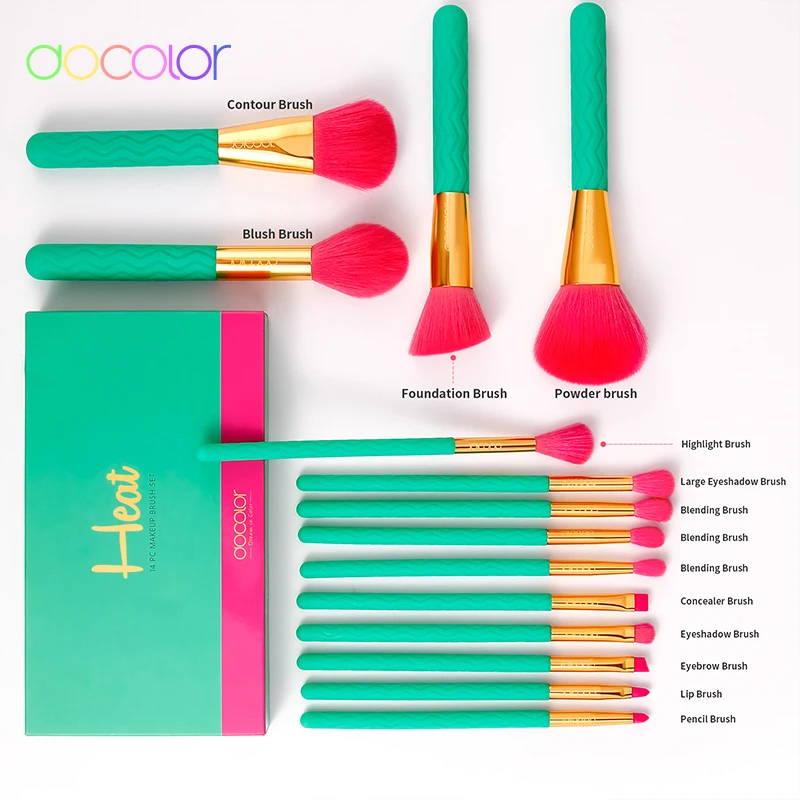 Docolor 14 шт. Профессиональные кисти для макияжа набор кистей с деревянной основой