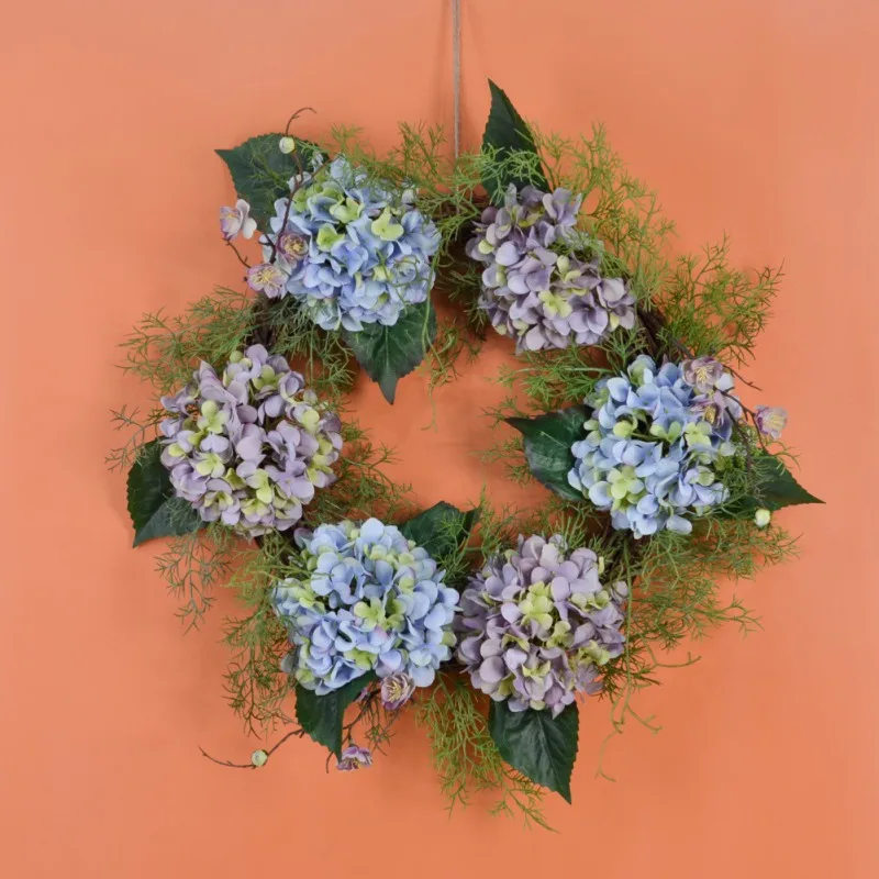 

European Style Simulation Hydrangea Wreath Home Wall Hanging Fake Flowers Hotel Wedding Festival Decoration