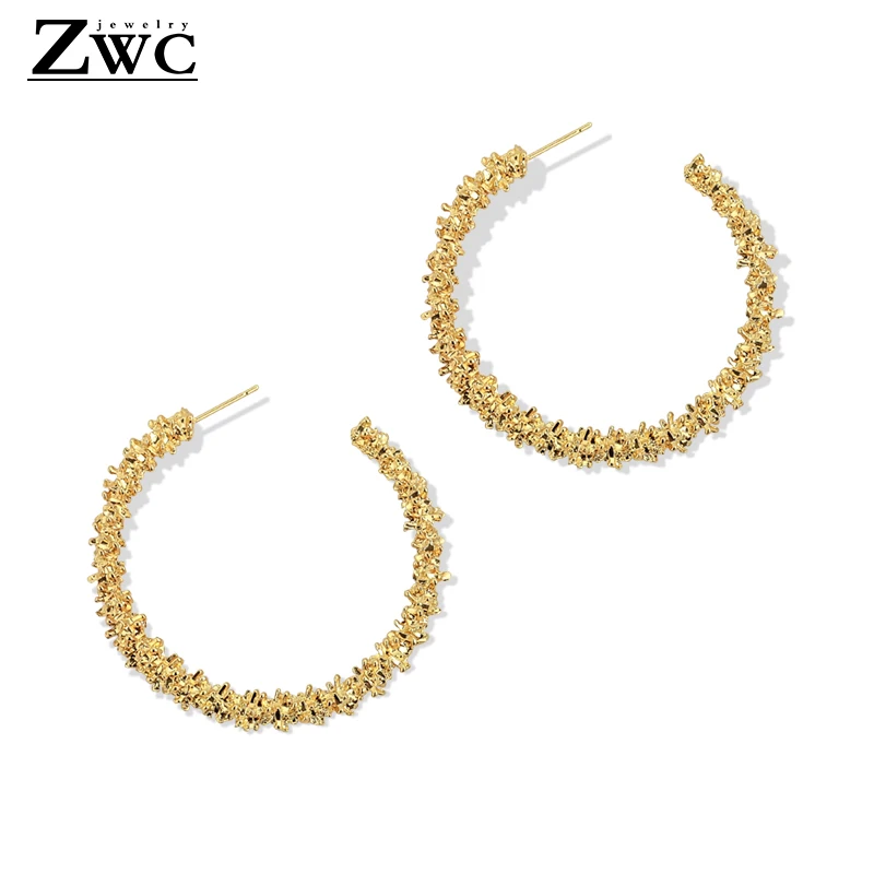 ZWC Новые Модные индивидуальные круглые большие серьги для женщин очаровательные