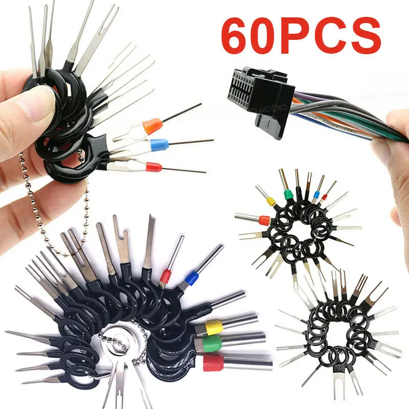 

Инструмент для снятия автомобильной клеммы 60 шт./компл. обжимной соединитель для электрической проводки, съемник контактов, съемник контак...