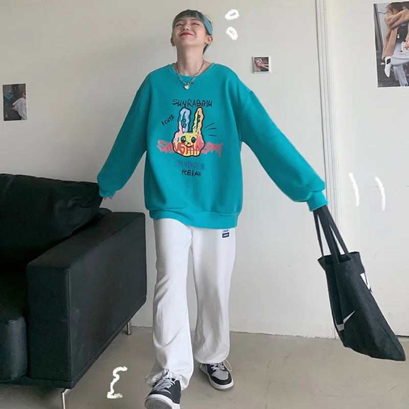 

2021 Cute doodle cat Pure cotton Oversize Hoodies Solid Pullovers Jackets Unisex Couple Womens Tracksuits Hooded Sweatshirts