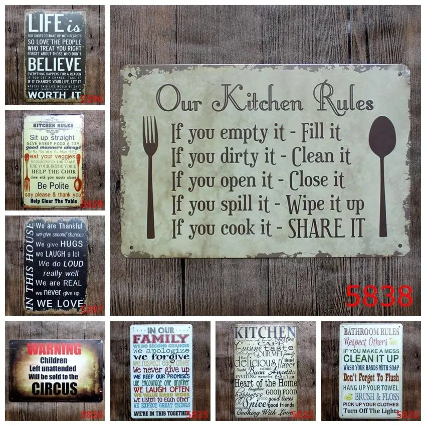 

New Metal Signs Vintage English Poetry Romantic Sign Tin Signs Home Bar Coffee Shop Decration Metal Poster Wall Art Posters