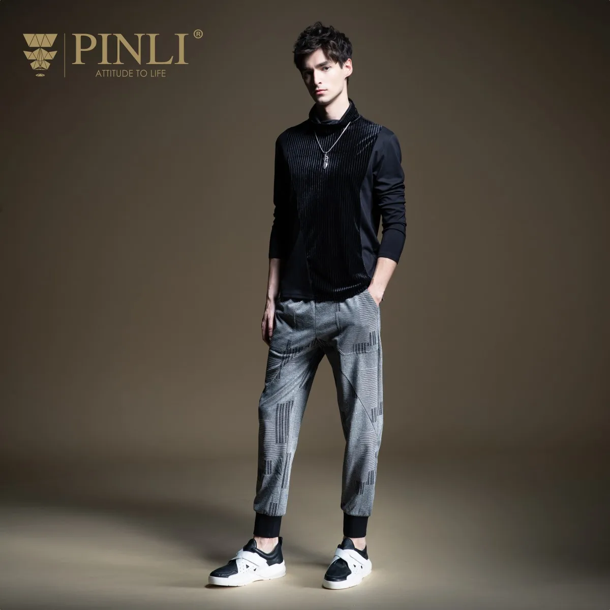 Pinli 2020 Весенние новые тонкие удобные дышащие полосатые Брендовые мужские