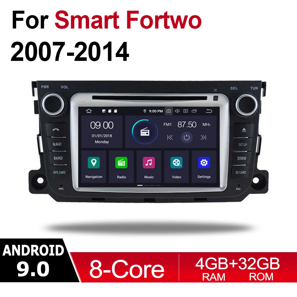Автомобильный мультимедийный плеер 2 Din Android WIFI GPS навигация Авторадио для Smart Fortwo