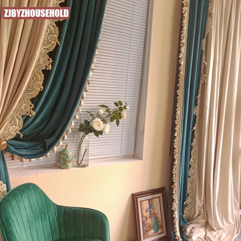Бежевые фланелевые шторы в Европейском стиле роскошные французские