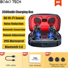 TWS Wireless Headphones Fone Bluetooth 3500mAh Charging Box Earphone 9D Stereo Sound Sport Waterproof Earbuds Headset For IPhone