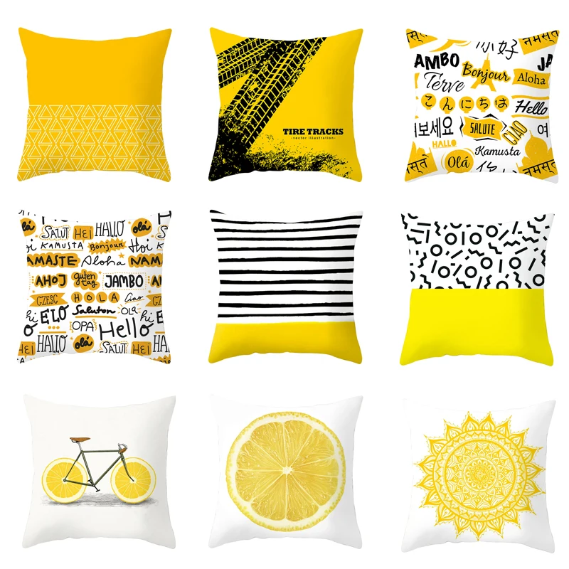 Чехол для подушки с принтом желтого лимона наволочка в богемном стиле мандалой