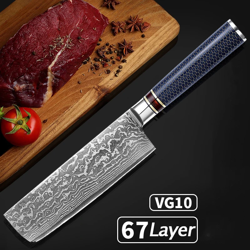 

Damascus Chef Knife 7 Inch Chopping Slicing Knife VG10 Sharp Blade Stainless Steel Cleaver Knife Meat Vegetable Cutting Knife