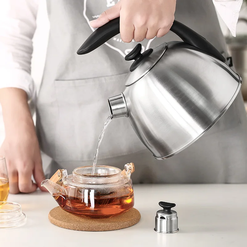 Чайник чайник со свистком отличное 2.5L нержавеющая сталь #304 Плита спирант свистки