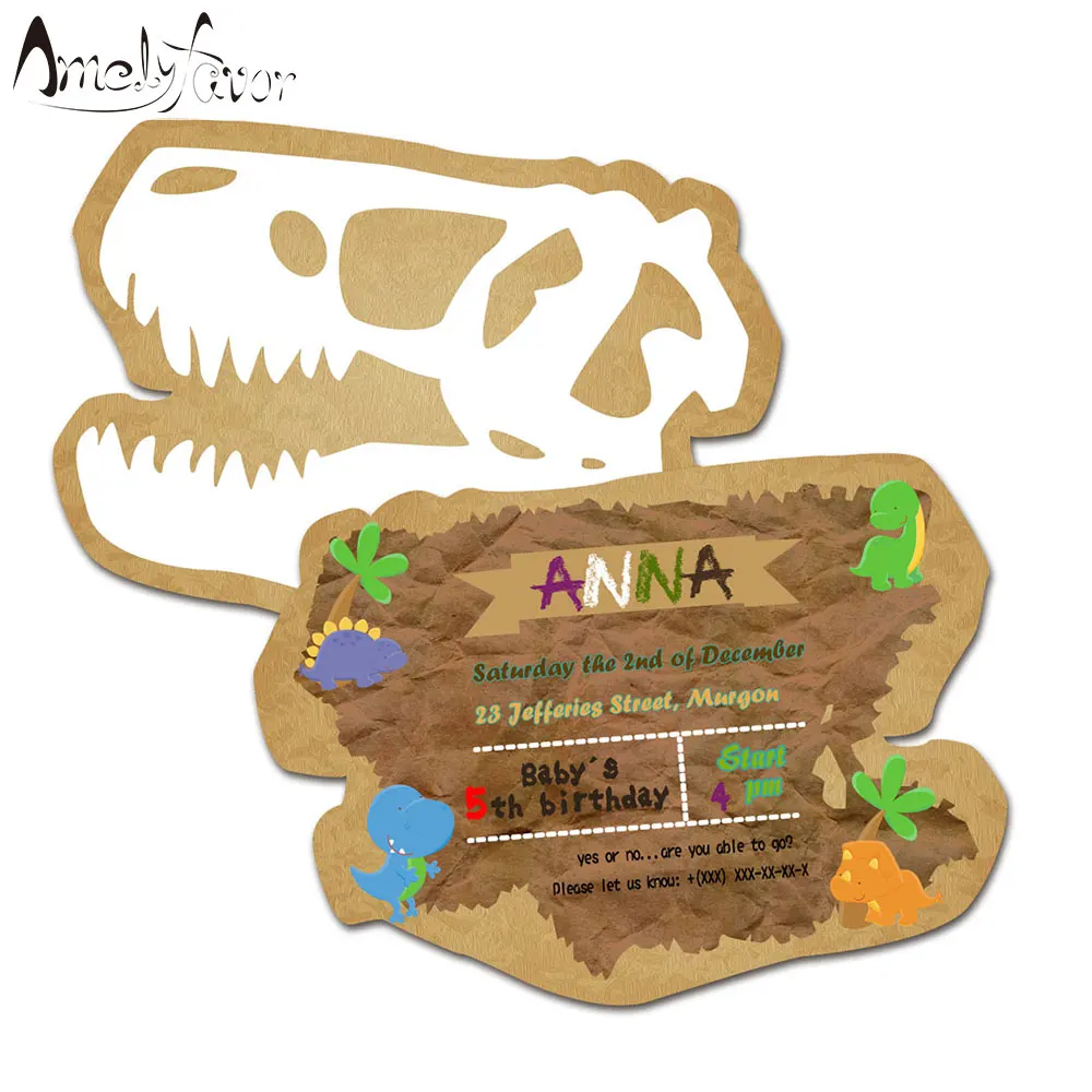 

Dinosaur Theme Party Invitation Card Birthday Event Ancient Animals Party Decorations Supplies Blank Custom-made Invitations