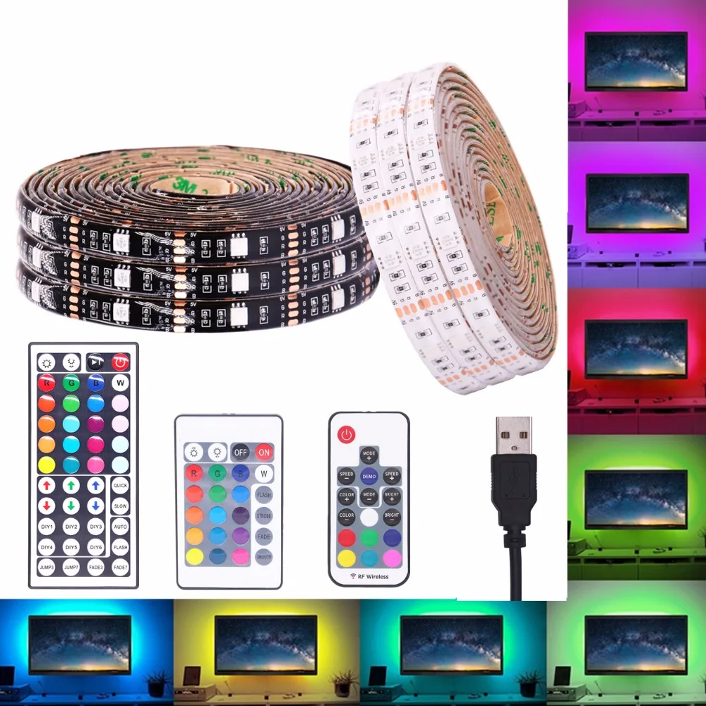 Водонепроницаемая светодиодная лента USB RGB 5 в 5050 SMD Светодиодная с регулируемой