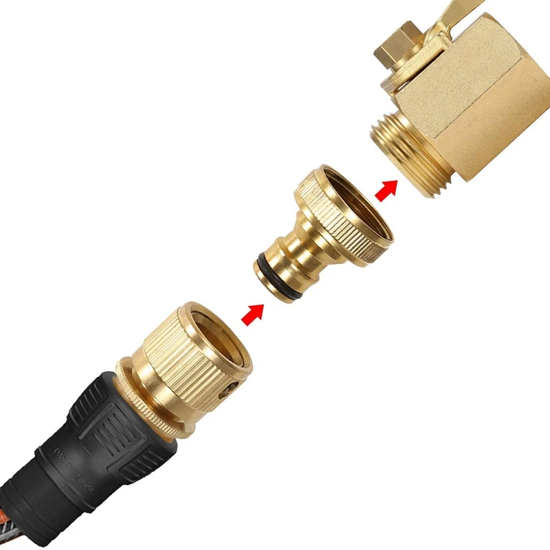 

3Sets Garden Hose Quick Connect 3/4 Inch GHT Brass Easy Connector Fitting Male and Female