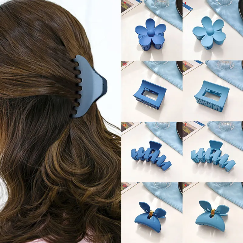 

Корейские однотонные заколки для волос, синий/хаки, искусственные простые геометрические матовые заколки-крабы, Женские аксессуары для вол...