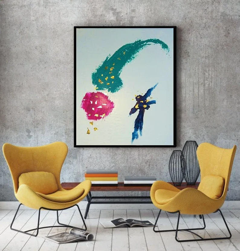 Beste Minimalistische Kunst Canvas Schilderij Leaf Schilderij Roze Schilderen Grote Oversize Kunstwerk Goud Moderne Wall Art Acryl Op Canvas Olie