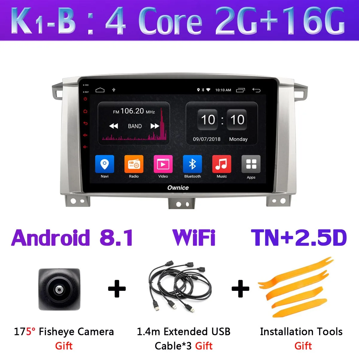 K1-B 360 ° 4* AHD камера Android 9,0 8 ядерный 4G+ 64G gps радио CarPlay SPDIF DSP Автомобильный плеер для Toyota Land cruiser 100 GX VXR LC100 - Цвет: K1-B
