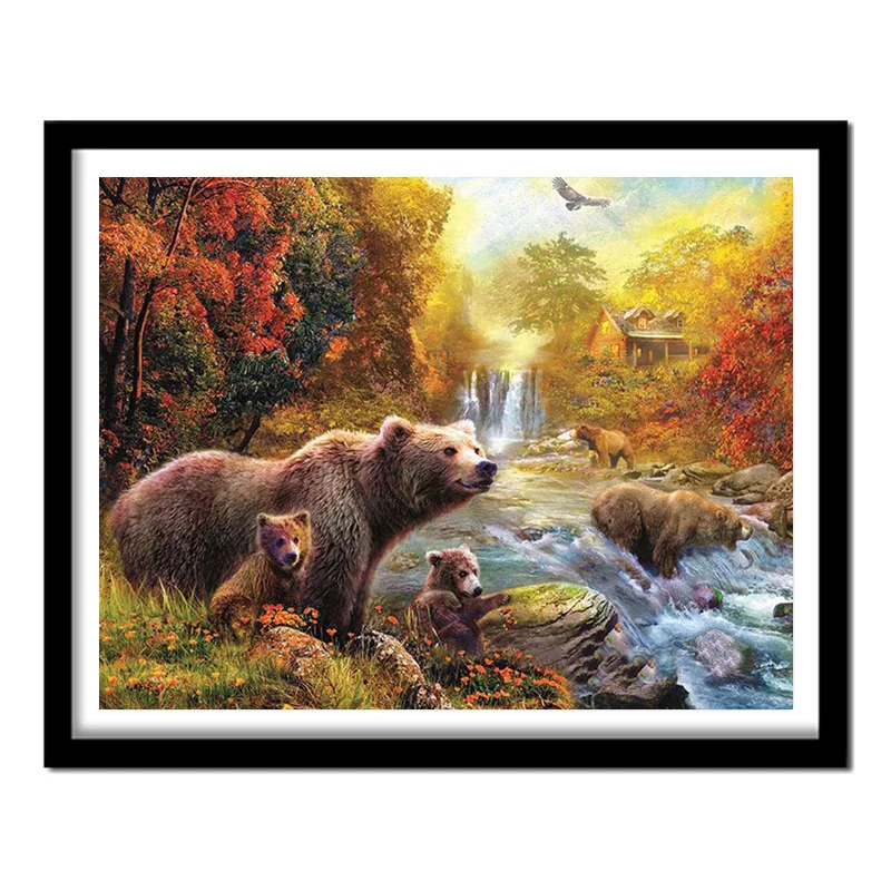 

Полностью Алмазная 5D картина «сделай сам», вышивка крестиком «родная медведь в осени», стразы, искусственный подарок