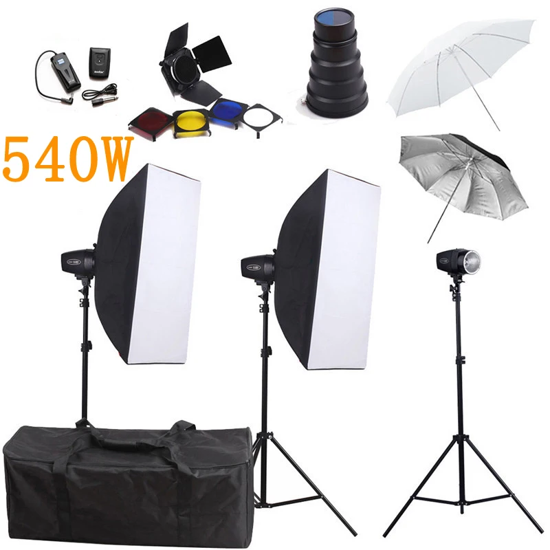 

Photography 540ws Godox K-180A Monolight Flash Strobe Flash Light Softbox Stand Flash Lighting Kits for Photo Studio Video
