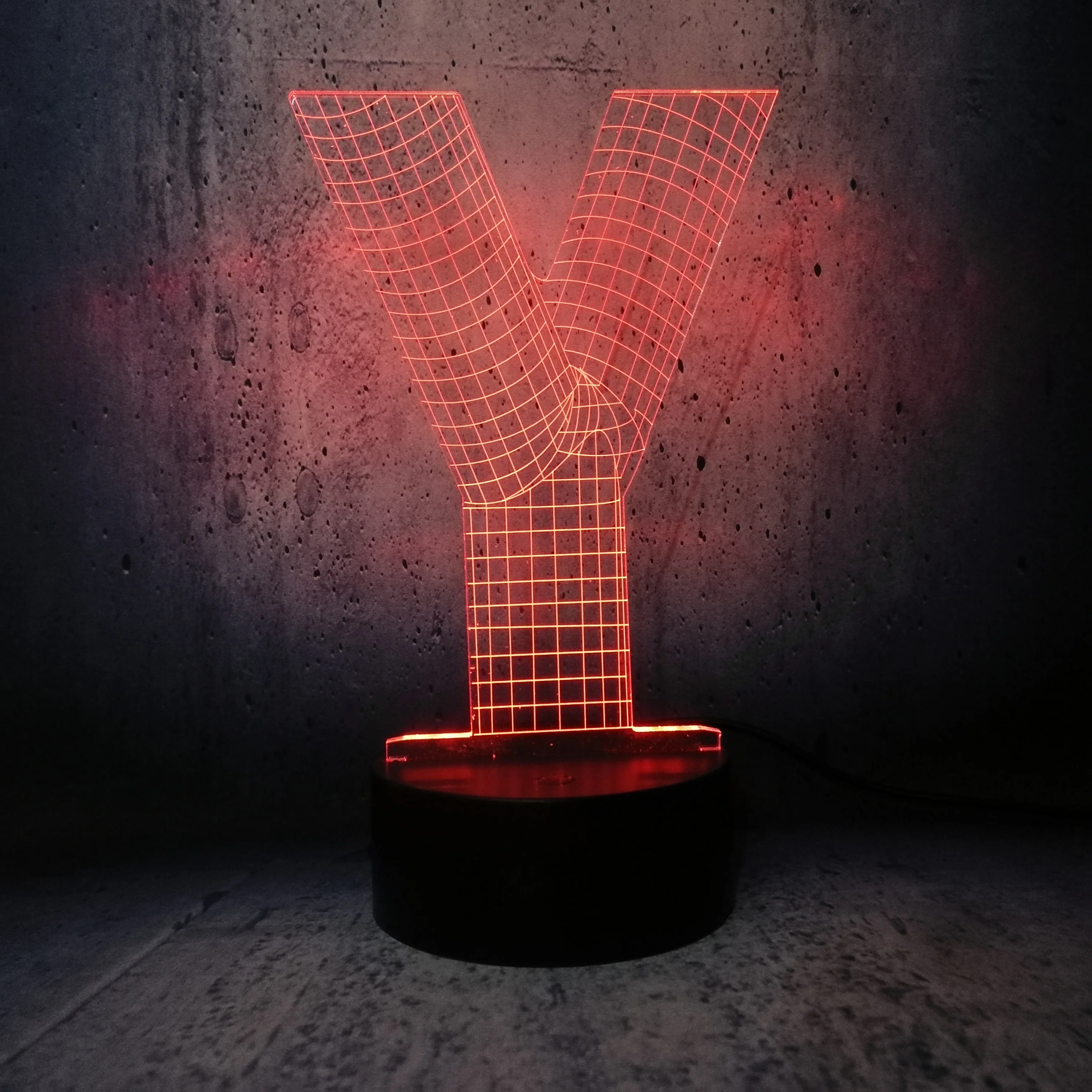 Креативный дизайн современной 3D лампа Буквы Алфавита Y RGB разноцветный фонарик