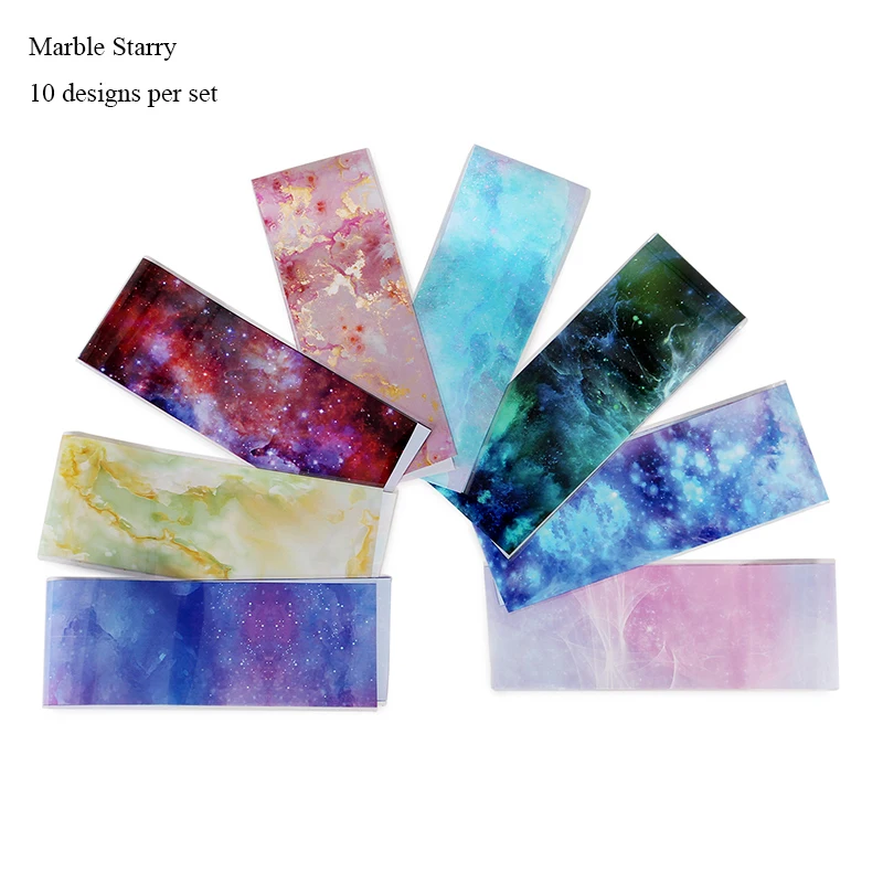10 шт. Набор наклеек из фольги для ногтей голографические Стикеры Звездный клей