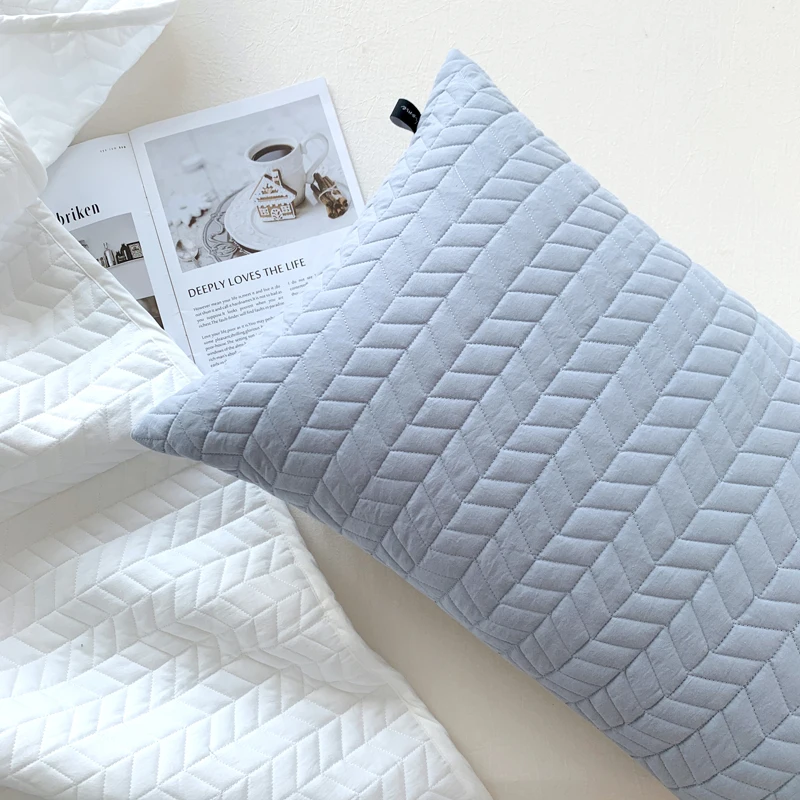 

ADOREHOUSE Washable Quilt Set 1/3pcs Coverlet Pillow Shams Geometric Bedspread Solid Color Quilt Bed Cover Soft Bedding