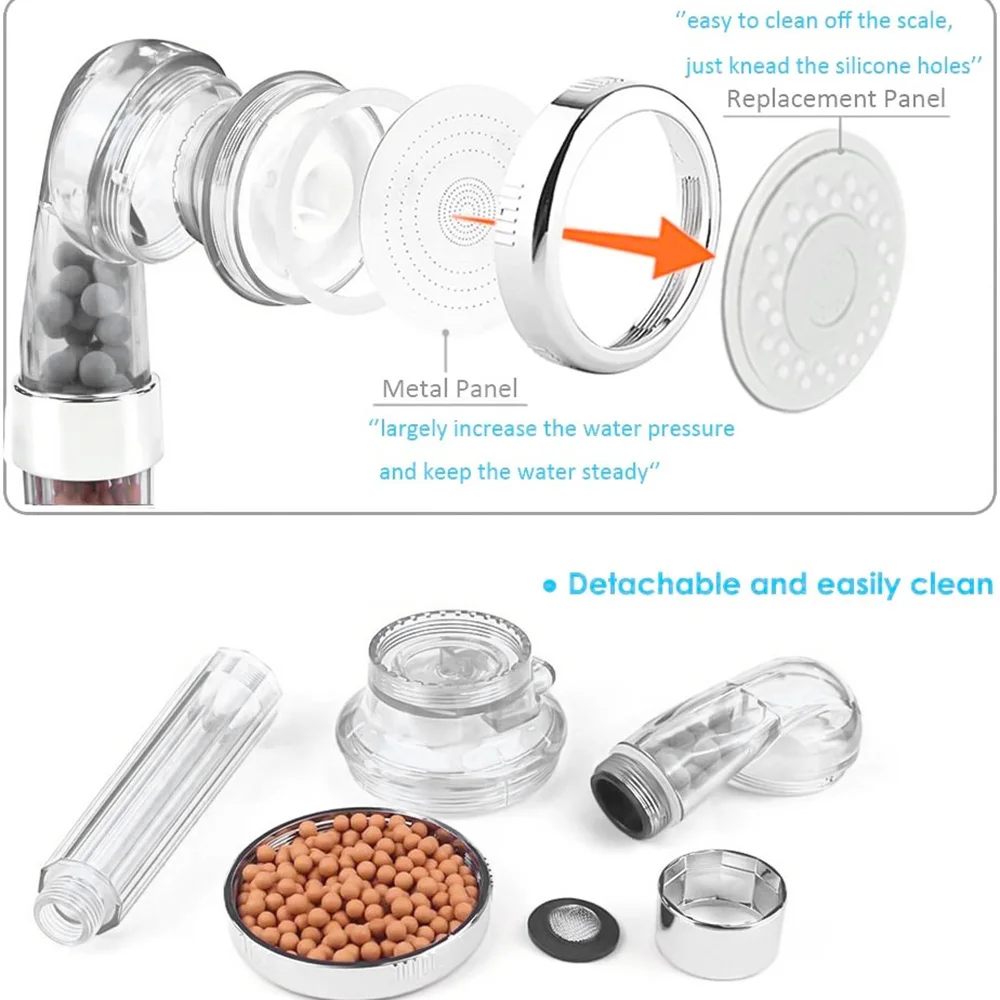 

Shower Head Set, Negative Ion Shower Head Filter, Hand-Held Pressurized Shower Head Set, Suitable for Dry Skin and Hair