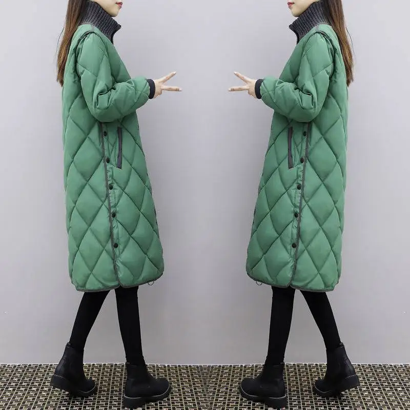 2021 New Fashion Women Autumn Winter Long Padded Clothing Female Down Cotton Jacket Slim Parkas Ladies Coats 4XL Coat