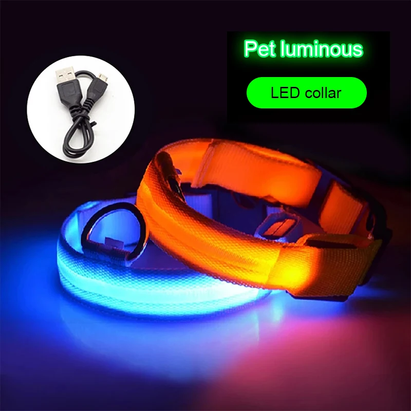 Светодиодный ошейник для собак USB зарядка избежания потери автомобильной аварии