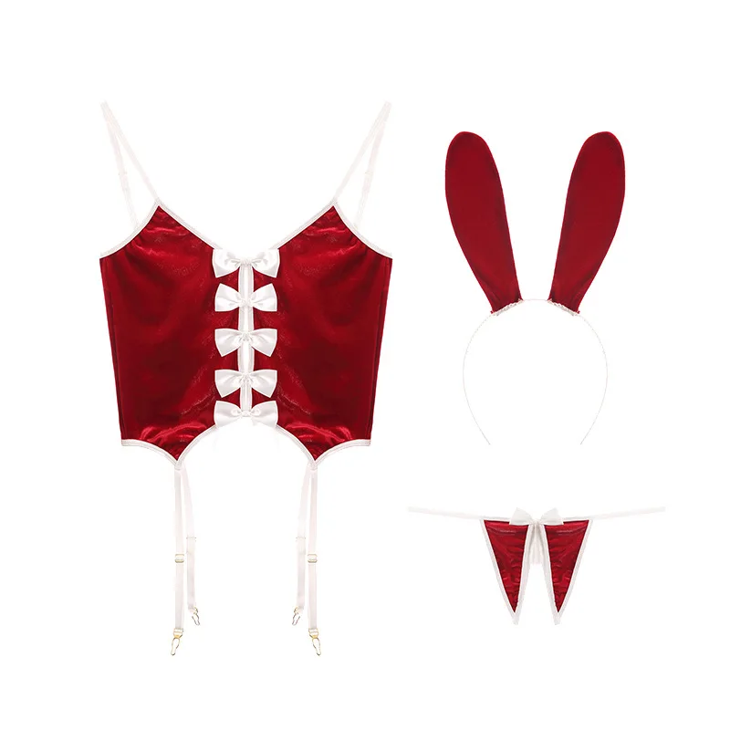 

Rabbit Cosplay Costume Lingerie Bodysuit playboy Bunny Girl Ears Crotchless Jumpsuit Erotic Outfit Woman Sexy Anime Open Crotch