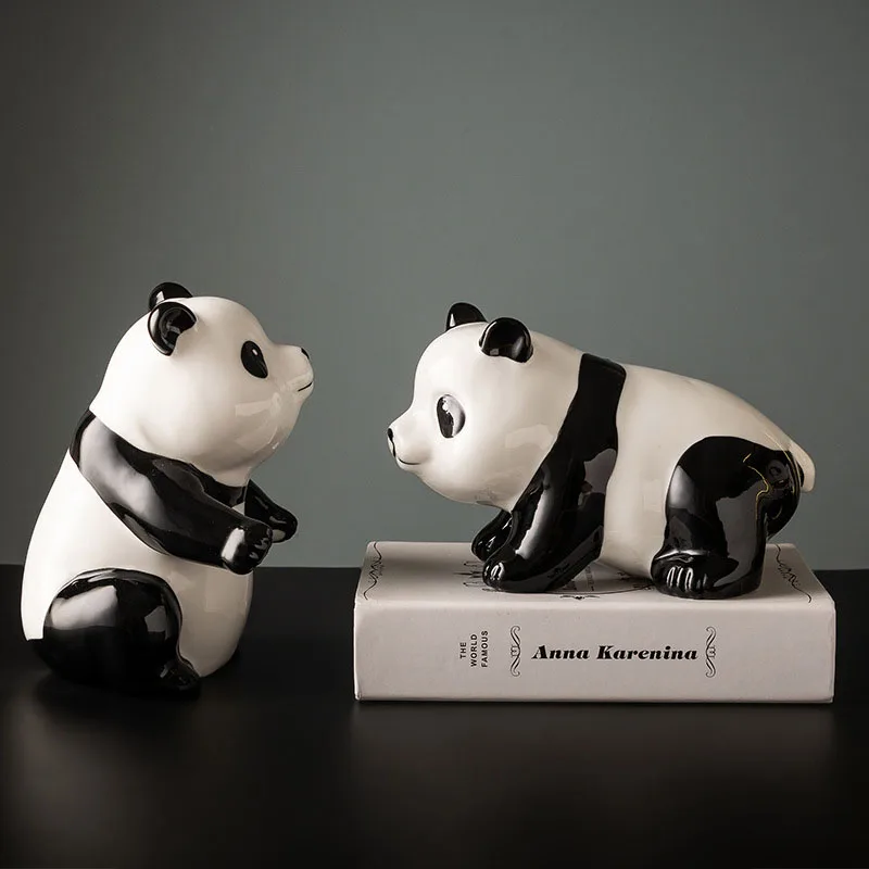 Китайская ретро-Статуэтка панды скульптура в виде животного аксессуары для