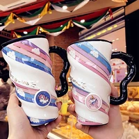 creative thread coffee ceramic mug office large capacity cute girl student ceramic mug household couple gift water mug with lid