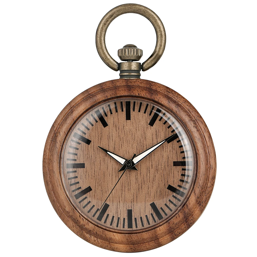 Классические карманные часы с большим циферблатом и чехлом из ореха для женщин