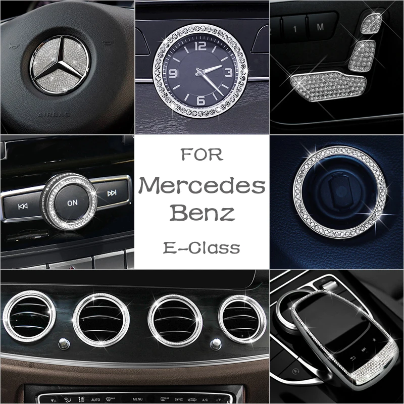 Для Mercedes Benz Аксессуары E Класс W212 W213 AMG Bling Наклейка Детали интерьера Украшения Отделка Ремонт Кристалл Сияющий Серебро Наклейки Наклейка Женщины Мужчины Рулевое колесо ПЕРЕКЛЮЧАТЕЛЬ ПЕРЕКЛЮЧАТЕЛЯ ПЕРЕКЛЮЧ
