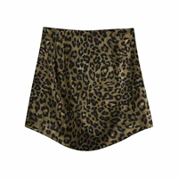 za women fashion vintage leopard print mini skirt retro high waist short skirts bag hip chic wrap zipper asymmetric hem faldas