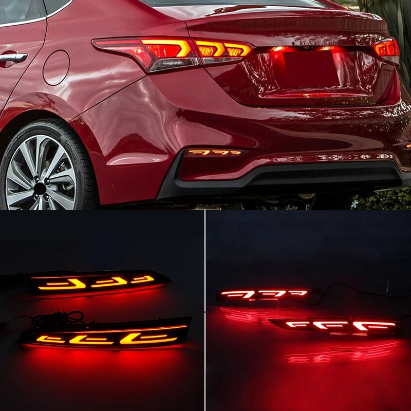 Для Hyundai Accent 2017-2019 светодиодный задний бампер отражатель стоп светильник