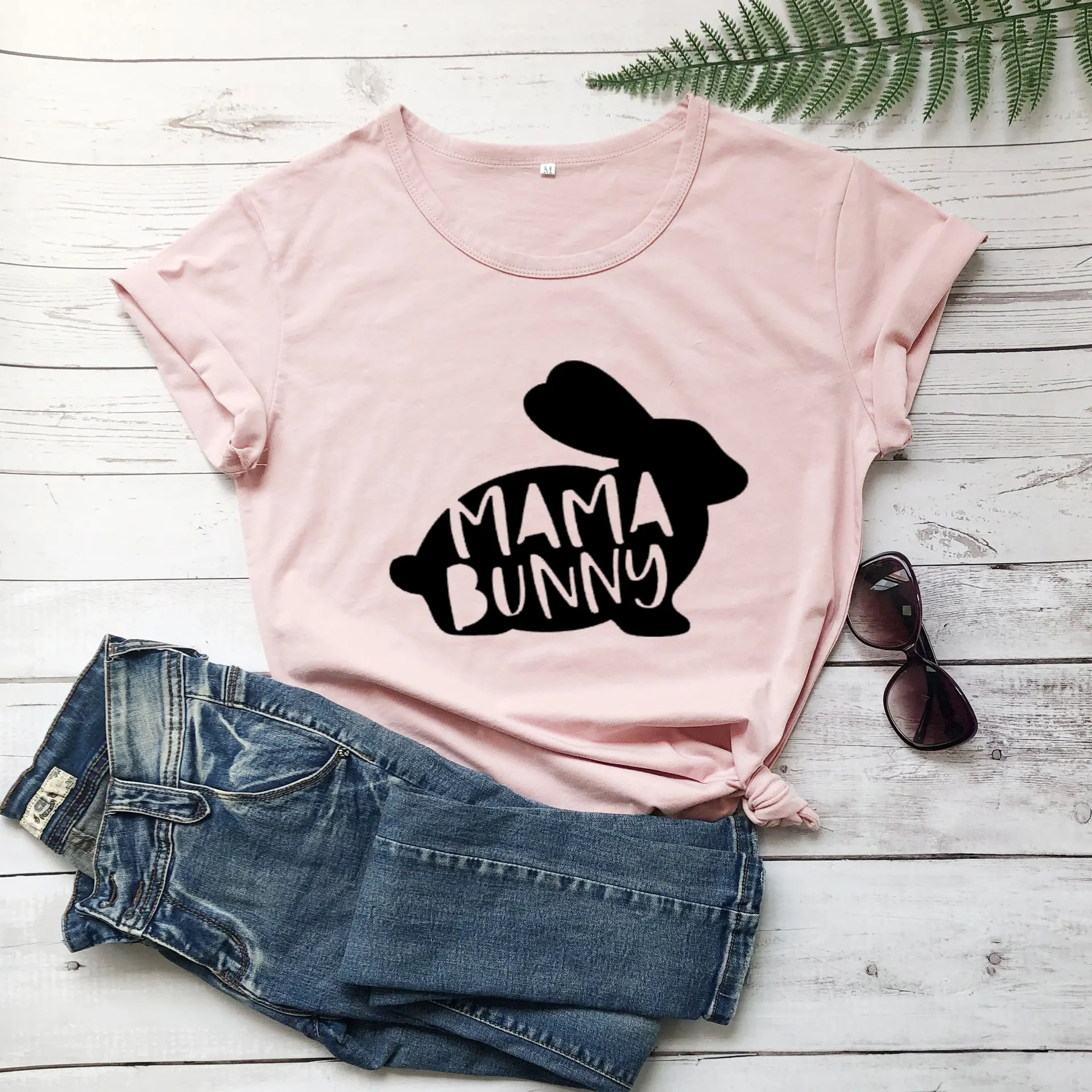 

100% Pure Cotton Women T Shirt Mama Bunny Printed Tshirt Ladies Short Sleeve Tee Shirt Women Female Tops Clothes Camisetas Mujer