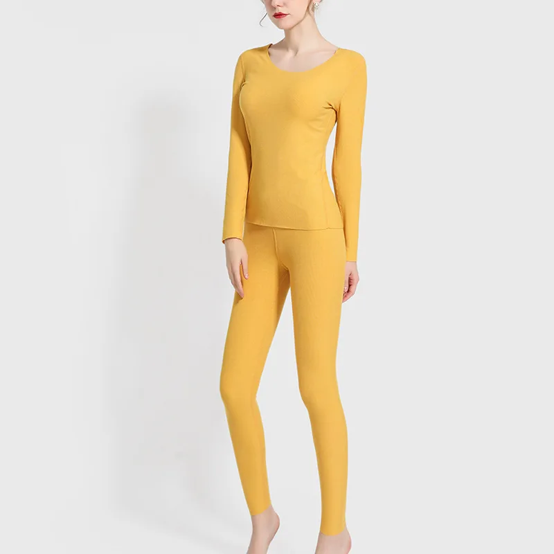 Yellow as chart Термобелье наборы для женщин кальсоны зимние Отопление ткань одежда тепло супер мягкое модельное нижнее белье плюс размер XXL - Цвет: Yellow as chart