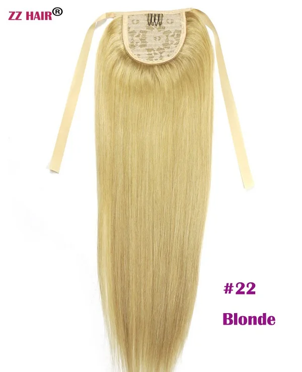 ZZHAIR 120 г 1"-28" машинное производство, волосы remy, лента, конский хвост, на заколках, человеческие волосы для наращивания, 22 цвета, конский хвост, Натуральные Прямые
