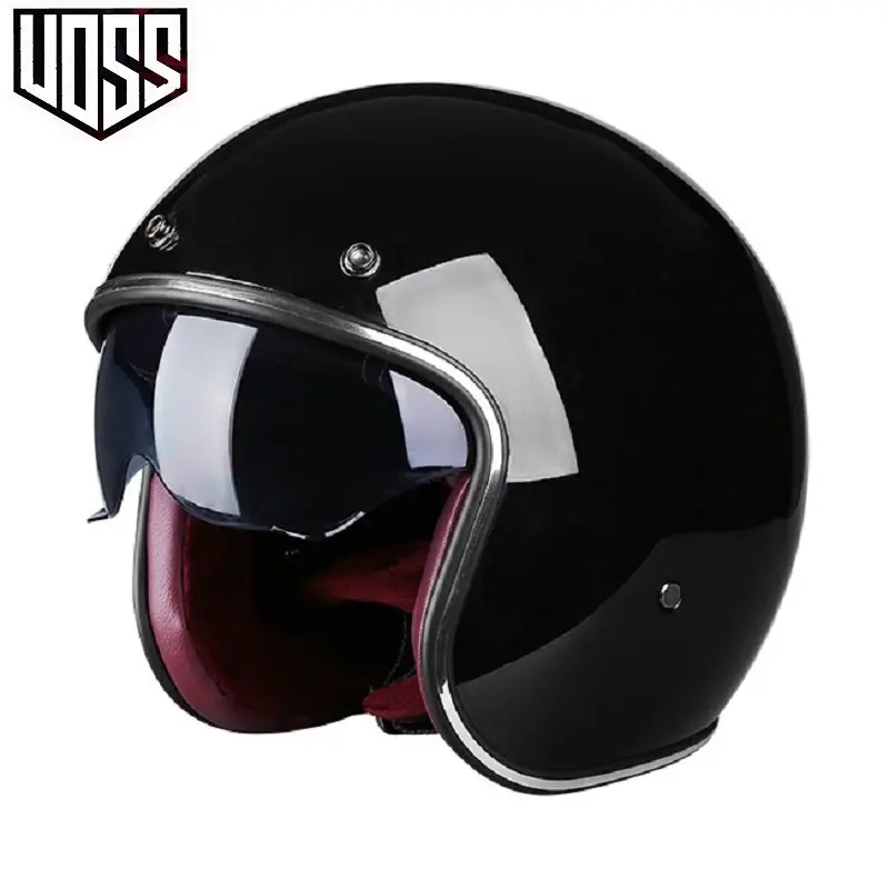 Fashion brand VOSS vintage motorcycle helmets matte black Goggles Retro Vintage Style DOT | Автомобили и мотоциклы