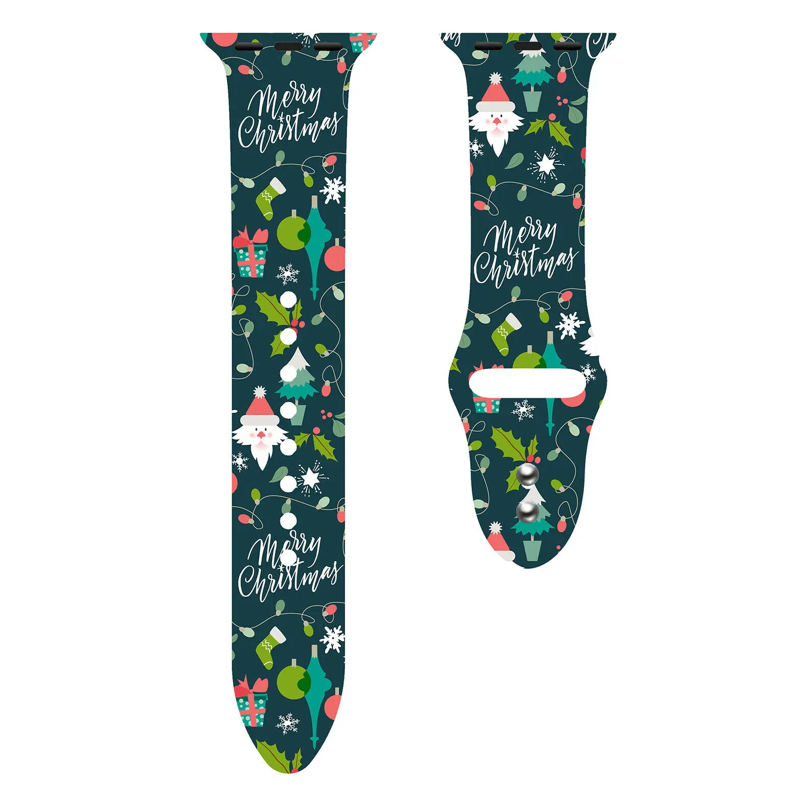 Merry Christmas Сменный спортивный ремешок для Apple Watch Band 5, 4, 44 мм, 40 мм, силиконовый браслет с цветочным принтом для iWatch Series 3, 2, 1, 42 мм, 38 мм - Цвет ремешка: Merry Christmas