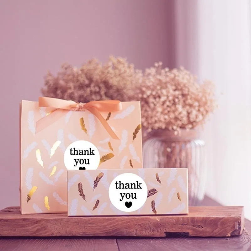 

500Pcs 3 Styles Round red heart thank you Stickers seal labels handmade gift for Cake Packaging stationery sticker scrapbooking