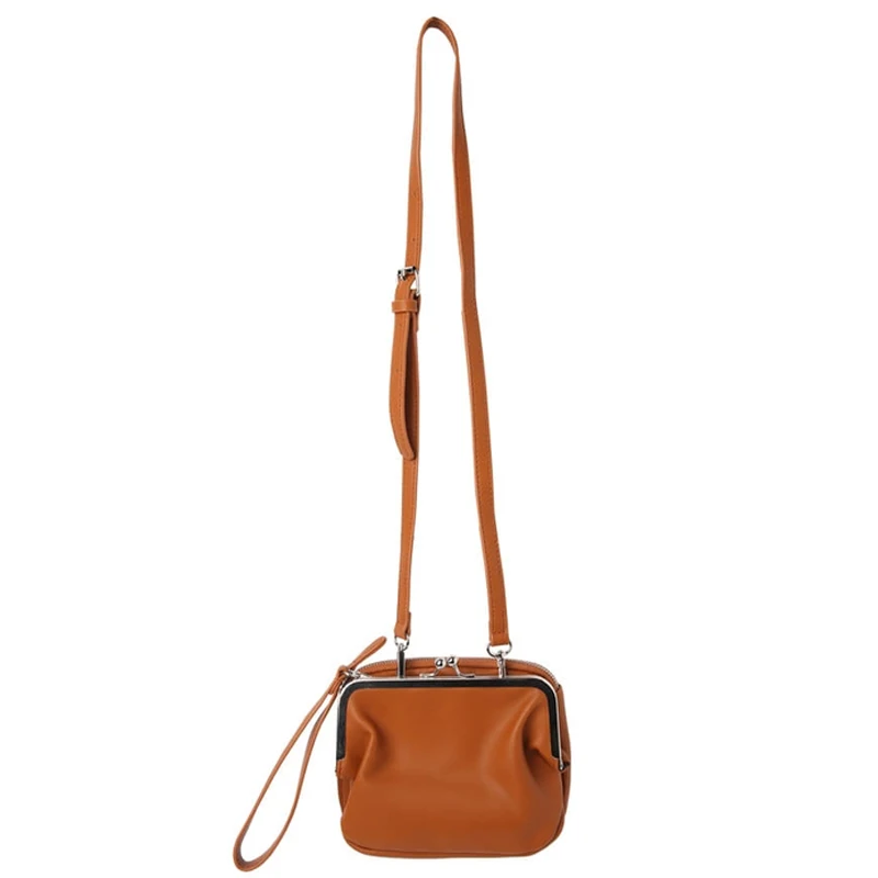 women bag black Уникальные Дизайнерские однотонные сумки, винтажные женские Сумки из искусственной кожи на плечо, сумки через плечо с замком поцелуя, сумки с ремешком - Цвет: women bag black