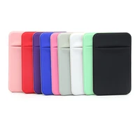 mobile phone credit card wallet holder pocket stick on adhesive elastic tool silicone cover for iphone samsung xiaomi pouch