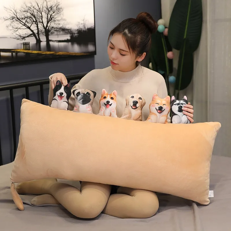 Online Alta Calidad Lindo Simulación De Juguete De Peluche De Perro Animal Relleno Perro De Peluche De Dibujos Animados Almohada Cojín Casa Decro