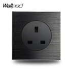 Настенная электрическая розетка Wallpad L6 UK BS 13A, 3 контакта, электрическая розетка, черная матовая металлическая атласная алюминиевая пластина, 86*86 мм