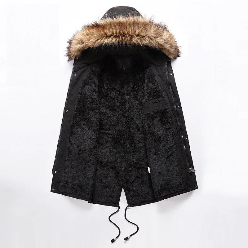 

2020 Men Military Thick Warm Parkas Winter Casual Cotton Padded Jacket Male Multi-Pocket Fur Hooded Fleece Parka Hombre Overcoat