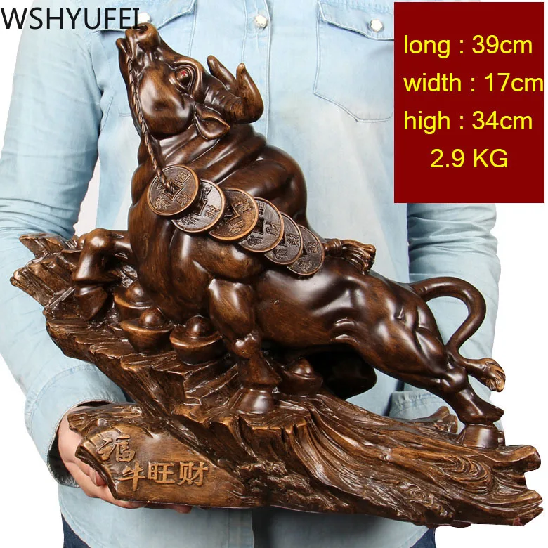 

Chinese Style Lucky Money Cattle Resin Large Statue Living Room Study Office Ornaments Crafts Store Opening Christmas Gifts